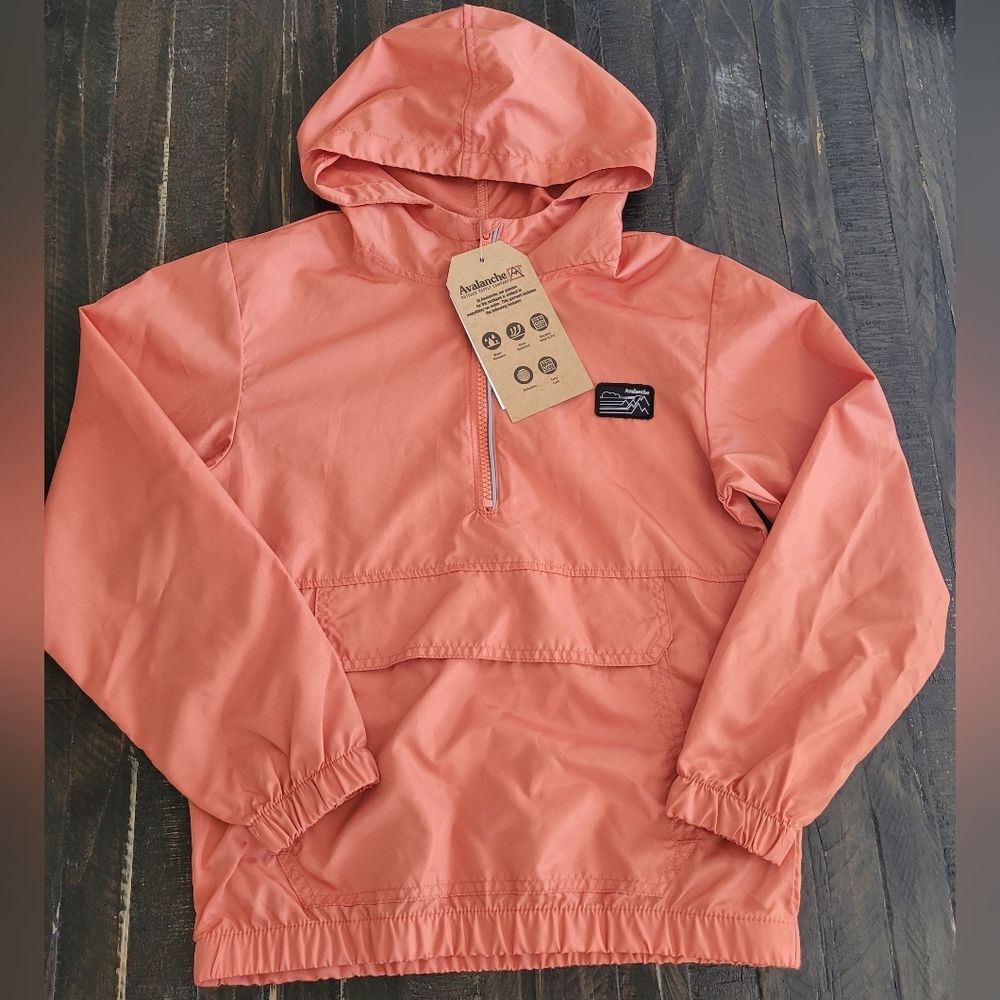 NEW Avalanche Outdoor Supply Company Orange Hooded Windbreaker Boys Size 7/8